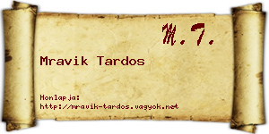 Mravik Tardos névjegykártya